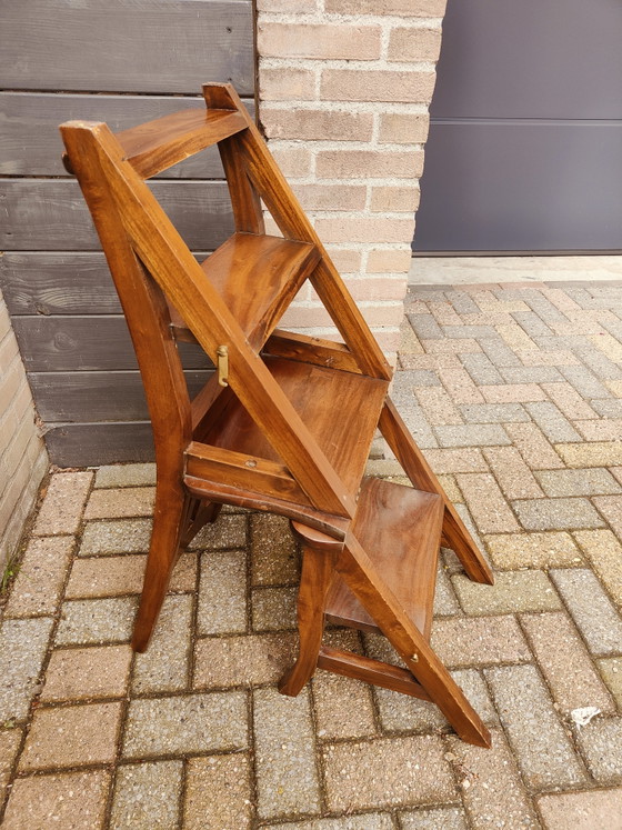 Image 1 of Wooden library step stool / chair