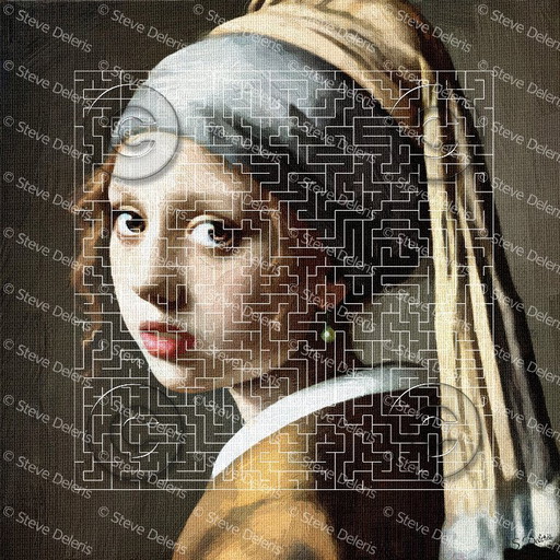 Framed Canvas Print "Girl with a Pearl Earring" by Johannes Vermeer / Wall Art