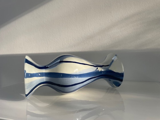 Image 1 of Handmade goblet vase with unique dripping pattern