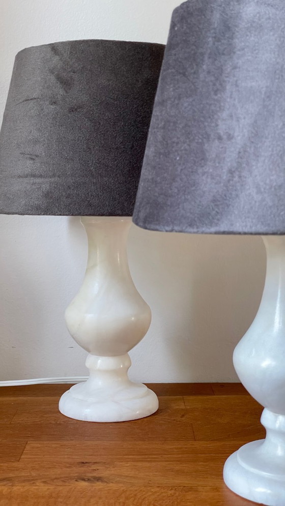 Image 1 of Pair of Vintage Alabaster Lamps
