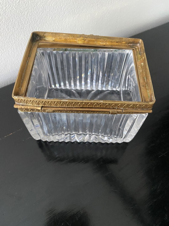 Image 1 of Jewelry box base in 19th century Baccarat cut crystal and Charles X bronze