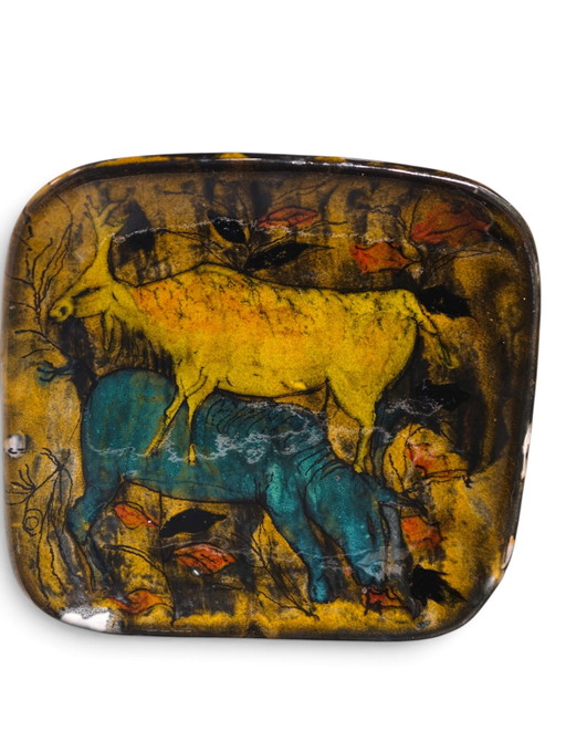Elio Schiavon – Placca murale in ceramica italiana di metà secolo – Motivo animale – Firmata – wanddecoratie