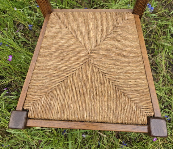 Image 1 of Set van 4 massief eiken stoelen met rieten zitting