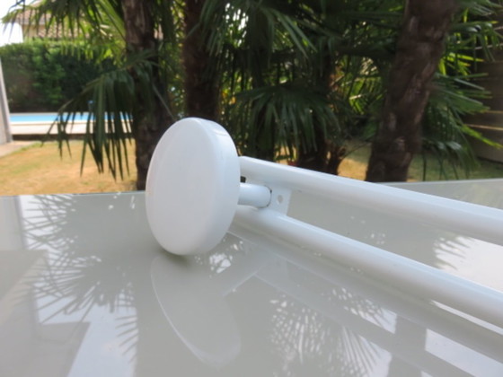 Image 1 of White Lacquered Metal Coat Rack with 3 Coat Hooks, 80s', wall-mounted