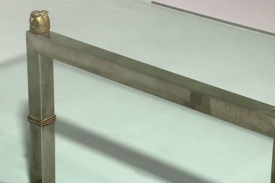 Image 1 of Tavolino da caffè in vetro Peter Ghyczy con struttura in acciaio inossidabile Biri T29