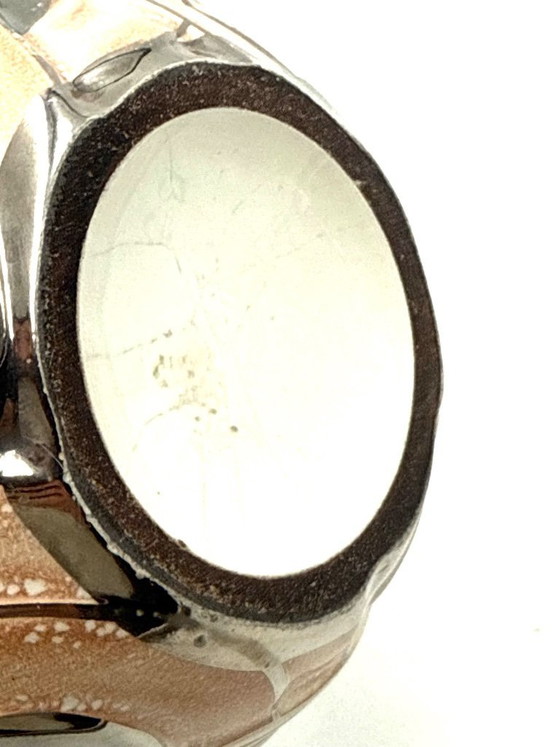 Image 1 of Art Deco pink & silver ceramic vase, Italy 1930s