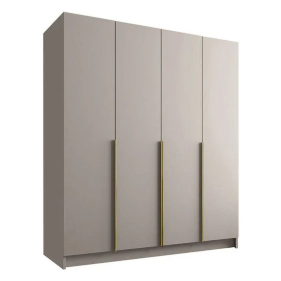 Image 1 of Santi I Wardrobe 200 cm – 4-Door Hinged Closet | Cashmere & Black | Lumieree.eu