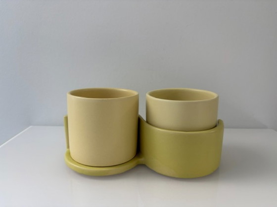 Double design Plant pot Céline de Lys, ceramic retro, Yellow, Modern (photo 7 of 13)
