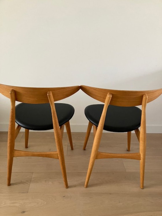 Image 1 of 2xCarl Hanssen& son CH33T eiken met zwart leder