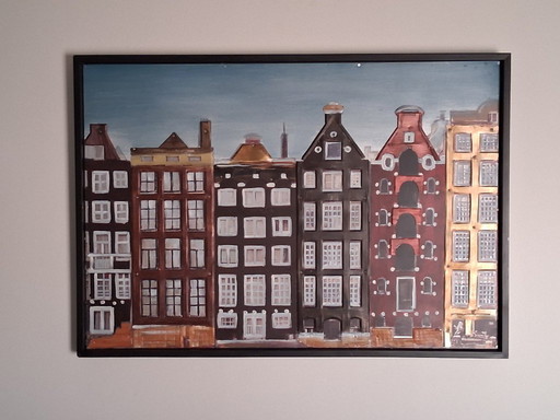 3D Metal Painting of Amsterdam Canal Houses