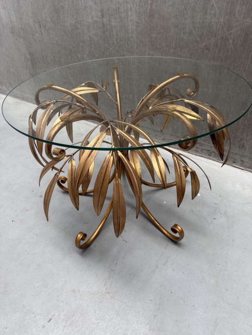 Hans Kögl Side Table Palm Leaves Gold Leaf 1970s