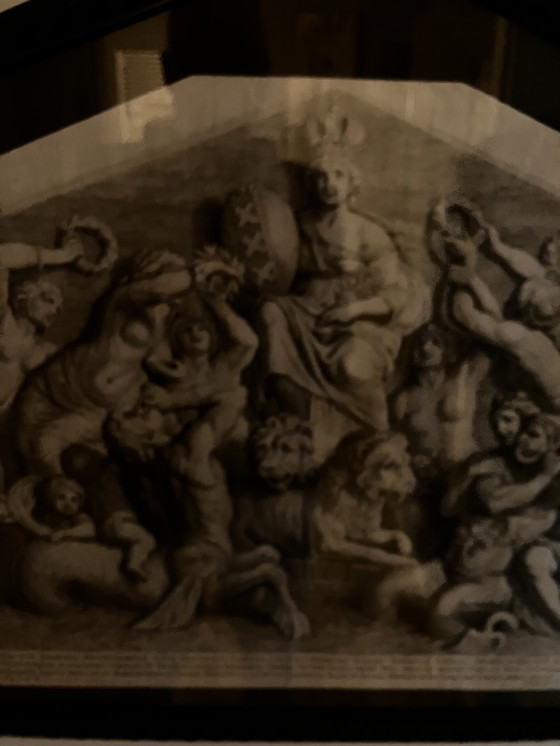 Image 1 of Hubertus Quellinus 1665-1668 Engraving Set Timpans Palace on Dam Square