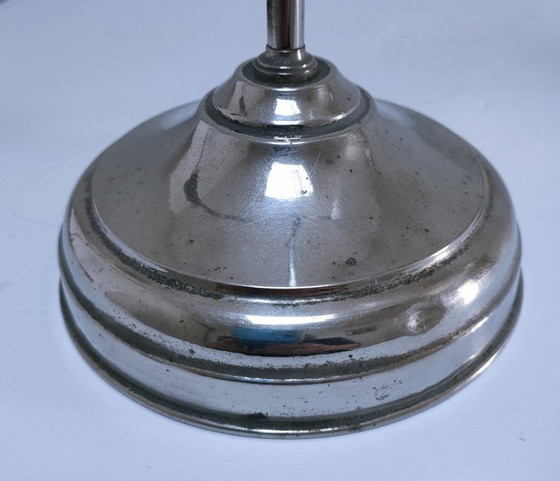 Image 1 of Lámpara Art Déco, metal cromado, cristal opalino.