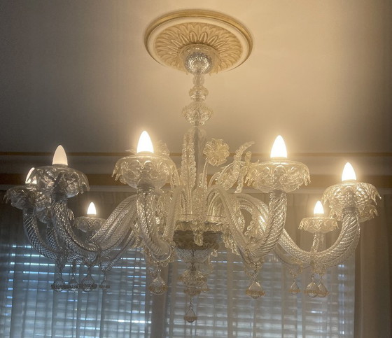 Image 1 of Barovier & Toso Agadir - Glazen kroonluchter met 12 lampen