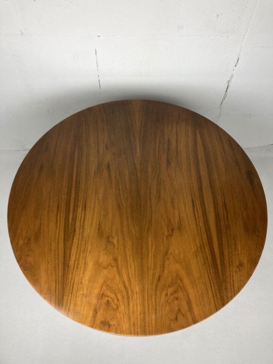 Image 1 of Italian Round Table With Tapered Brass Leg Ends, 1950S