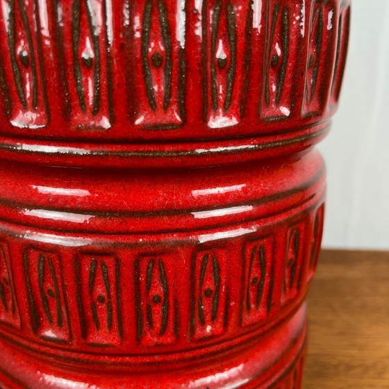 Image 1 of Gran jarrón de cerámica esmaltada roja de Alemania Occidental
