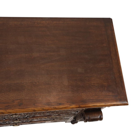 Vintage Oak Sculpted Chest of drawers Mythical Figures – Wood (photo 23 of 25)