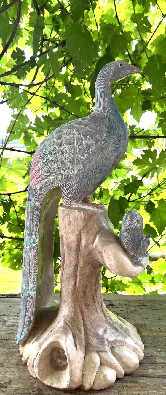 Image 1 of Impressionnante statue en bois sculptée à la main vers 1950