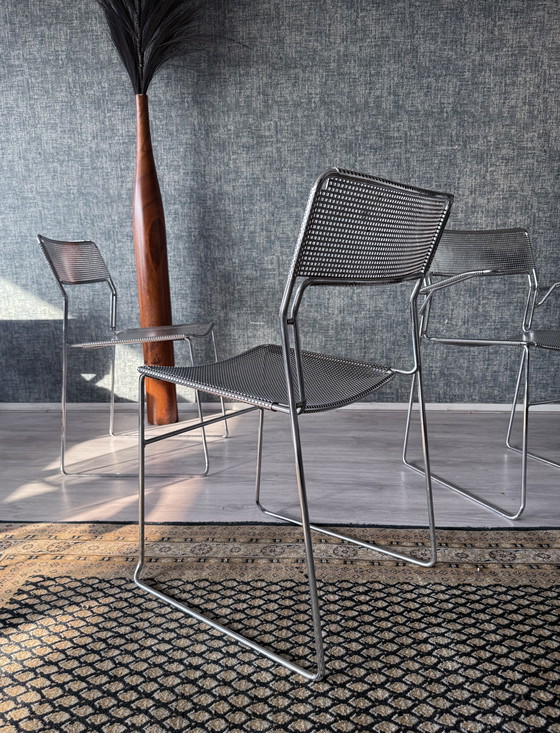 Image 1 of Juego de 3 sillas apilables cromadas "Sultana" de Arrben International, ca 80s