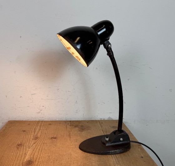 Image 1 of Industriële zwarte geëmailleerde Bauhaus bureaulamp, jaren 30