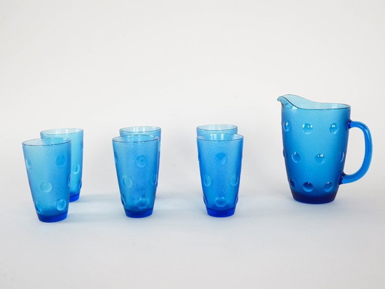 Image 1 of Set van glas en kan, Italiaans design, jaren 70, gemaakt in Italië.