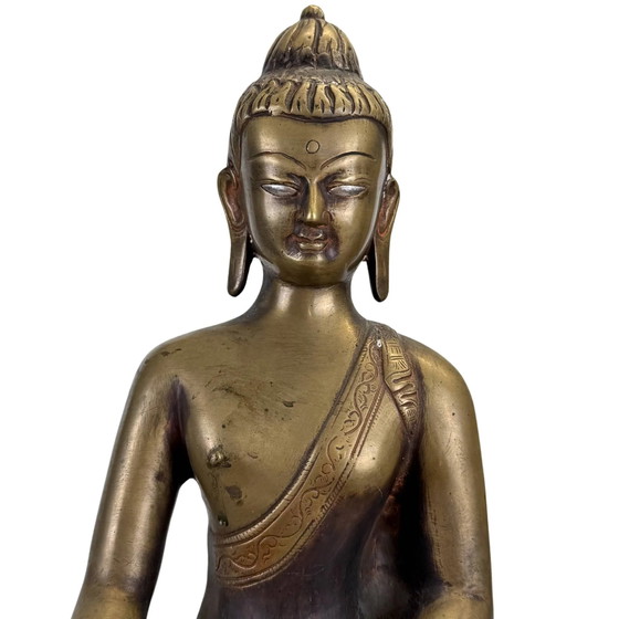 Buddha Himalayano in Bronzo Qualità Museo con Occhi d'Argento – XVI–XVII Secolo – 49.5 cm – Sculture, Bronze (photo 8 of 10)