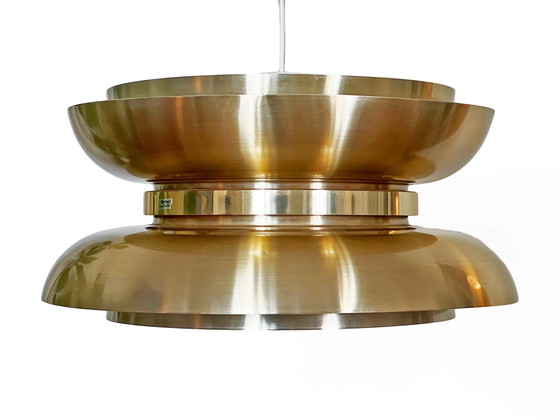 Image 1 of Golden Pendant Light by Carl Thore for Granhaga Metall, Sweden 1970s