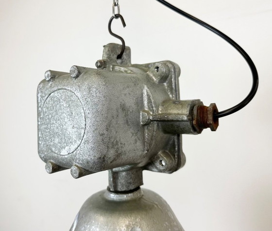 Image 1 of Large Industrial Cast Aluminium Cage Pendant Light from Polam Wilkasy, 1960s