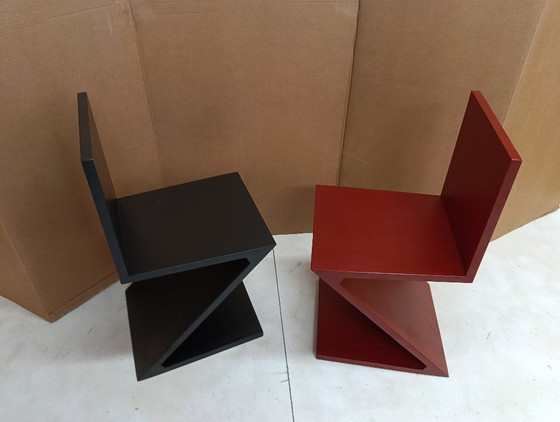 Image 1 of Sedia ALIVAR MVSEVM 514 ZIG ZAG (NUOVA, MAI USATA) Rosso Bordeaux o Nero