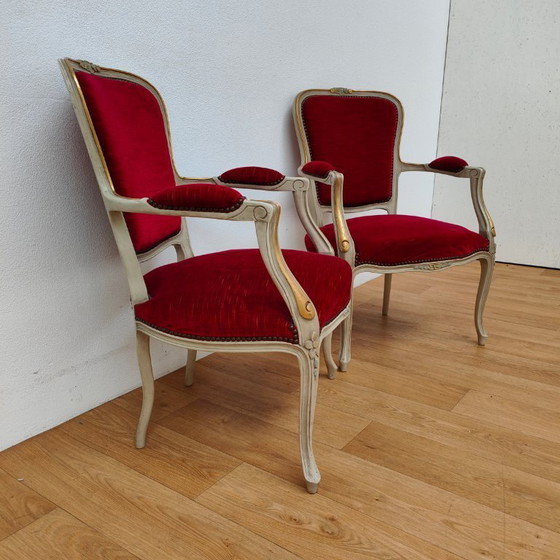 Image 1 of Sedie e poltrone vintage francesi in stile Luigi XV. Prezzo fisso.