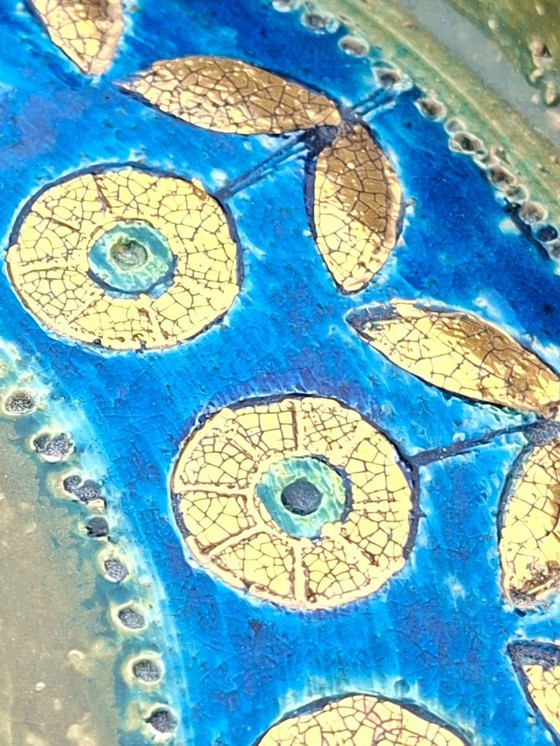 Image 1 of Bol Bitossi (Italie) « Thai Silk » bleu/vert | Ø 25 cm *pièce de collection*