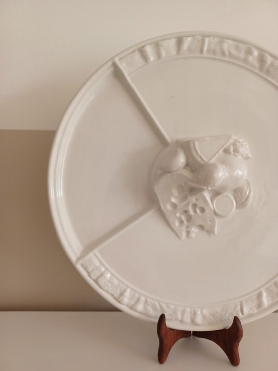 Image 1 of Vintage '80s. Plat à fromage en céramique italienne - fait à la main.