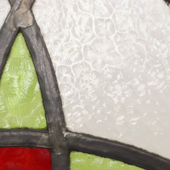 Art Deco Glasraam Glas in Lood Geometrisch 25x25cm – Decoratieve objecten (photo 11 of 11)
