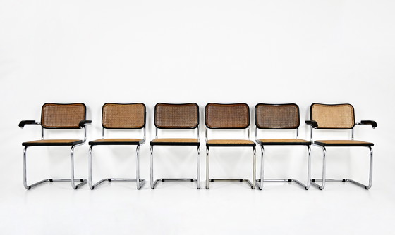 Image 1 of Eetkamerstoelen Stijl B32 van Marcel Breuer, Set van 6