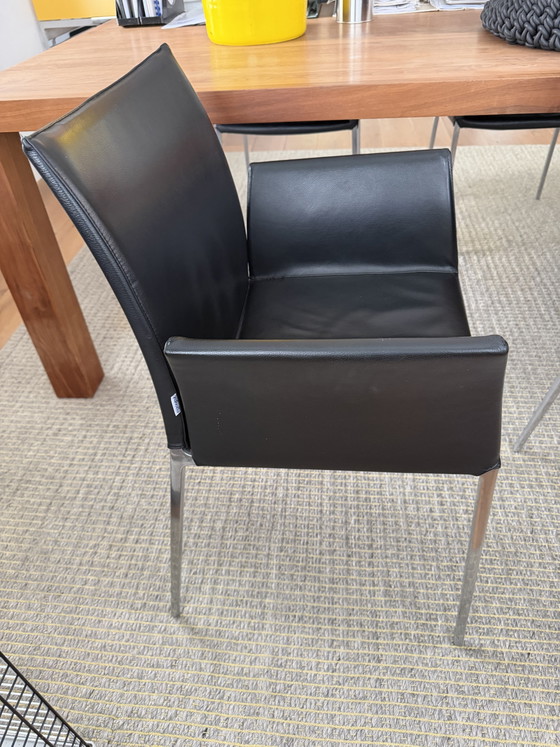 6x Zanotti Lia eetkamerstoelen met armleuning zwart – Zanotta, Leather, Metal (photo 13 of 15)