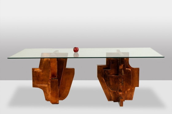 Image 1 of Matteo Ceccarelli. Sculpturale tafel in de "Brutalistische" stijl. Jaren 80.