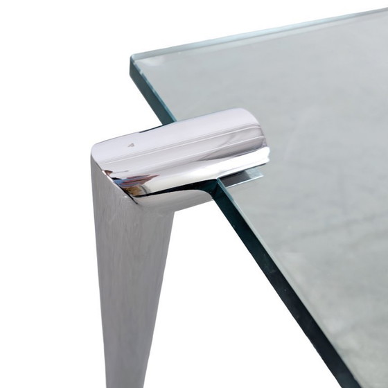 Image 1 of Table basse design du milieu du siècle, en verre et métal, comme Draenert 1980