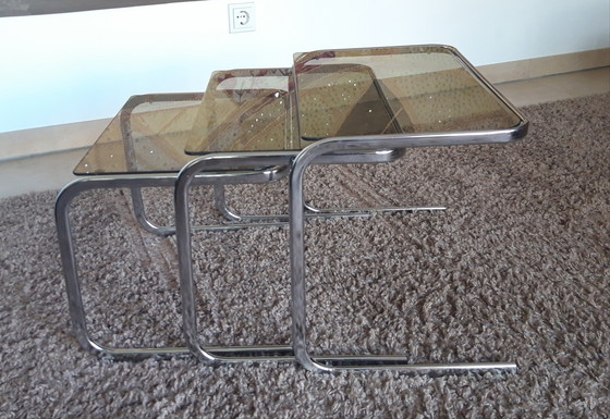 Image 1 of Milo Baughman Style Nesting Tables, 1970