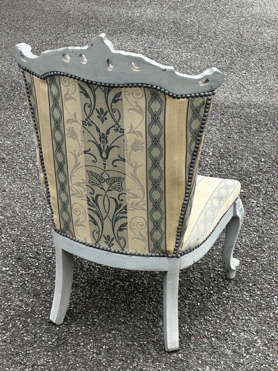 Sessel im Louis XV-Stil mit passendem Fußhocker – 20. Jahrhundert – Style Louis XV, Wood, Textile (photo 9 of 15)