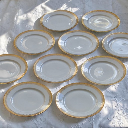 Französisches Service mit feinem Goldrand aus Limoges-Porzellan, Peconnet