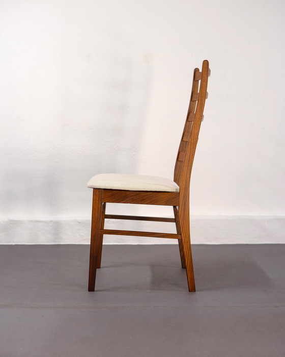 Image 1 of 6x Danish Dining Chairs made of Solid Teak and Beige Upholstery