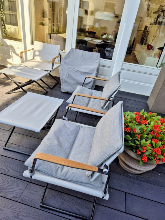 Image 1 of 4X Dedon Seax Stoelen en 2X Voetenbankjes, incl. kussens en beschermhoezen