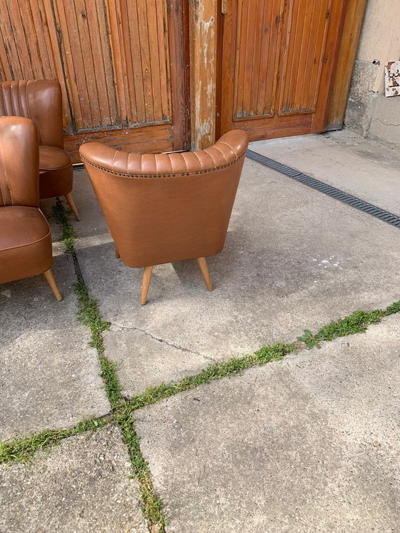 Mid-Century Sky Brown Cocktail Chairs and Sofa, 1950s, Set of 4 – Lounge sets, Mid Century Modern (photo 2 of 6)