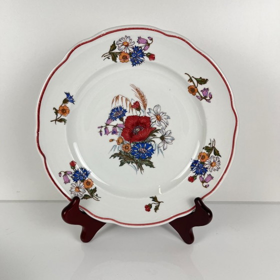 Set of 6 Dinner Plates "Agreste", Sarreguemines, Late 20th Century, Pyroblan – Crockery, Porcelain, Vintage (photo 4 of 13)
