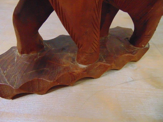 Image 1 of Éléphant en bois vintage de Thaïlande, 1970