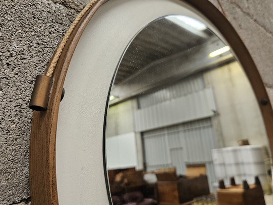 Image 1 of Vintage 1970s PVC and faux leather wall mirror