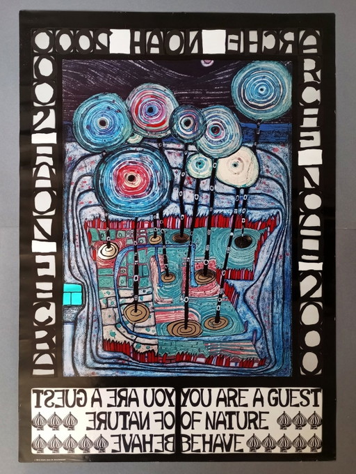 Friedensreich Hundertwasser 'Arca di Noè' Poster originale Gruener Janura 1988
