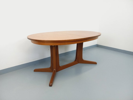 Image 1 of Vintage Baumann oval teak dining table from the 1960s/70s with extensions