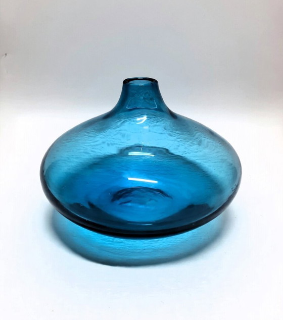 Image 1 of Set of 3 hand-blown turquoise designer vases – Ocean Blue Collection