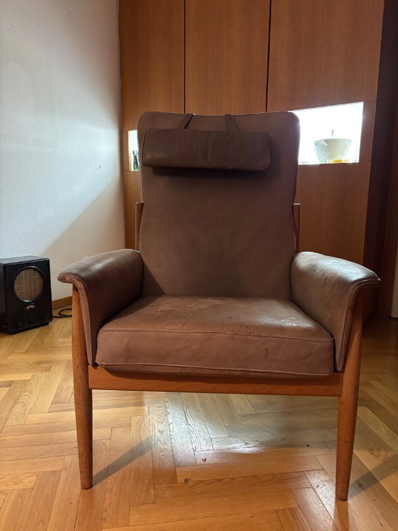 Armchair by Arne Hovmand-Olsen for France & Søn – Leather, Wood (photo 4 of 5)